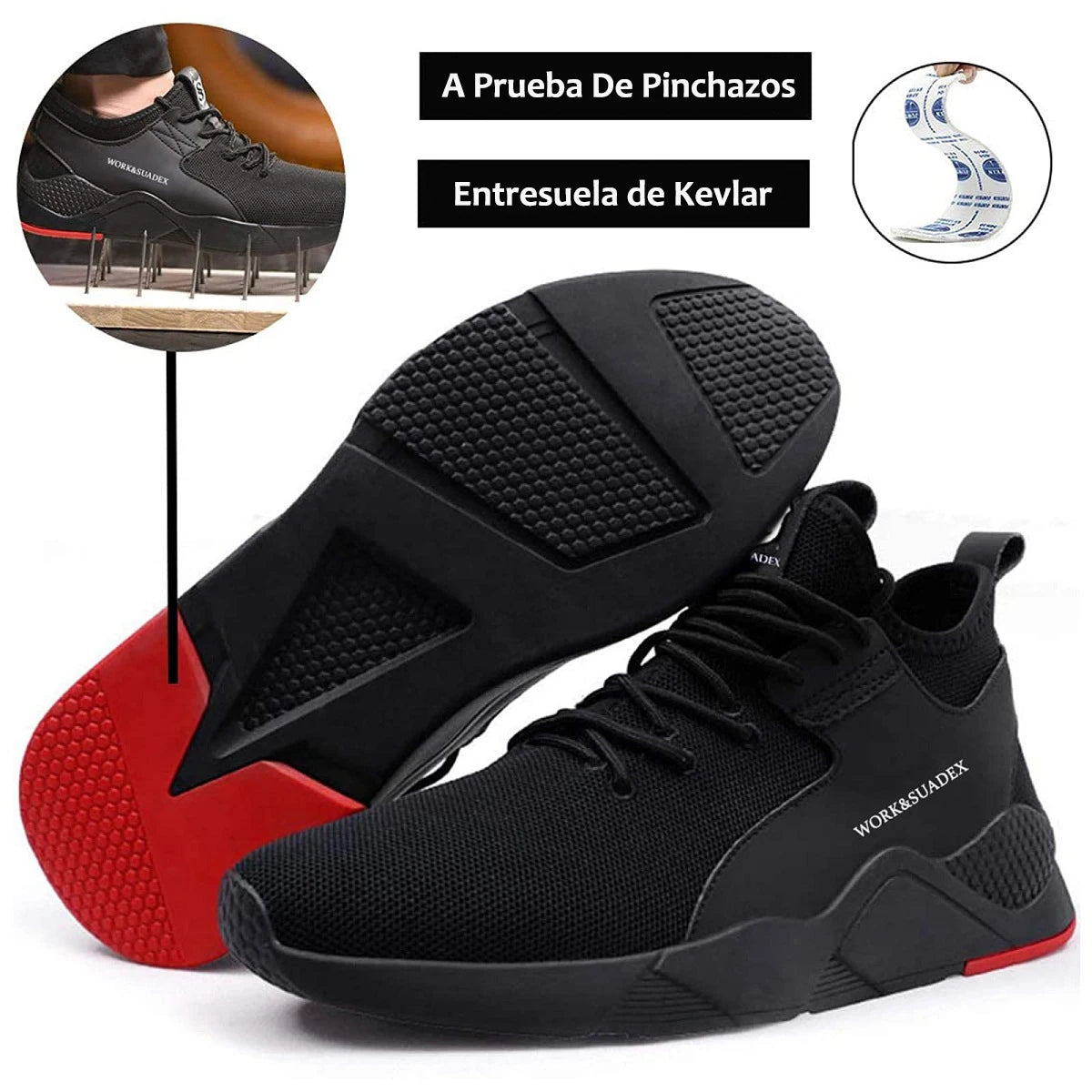 SUADEX Men Work Safety Shoes Steel Toe Cap Anti-Smashing Puncture Proof Construction Boots Non-Slip Breathable Design