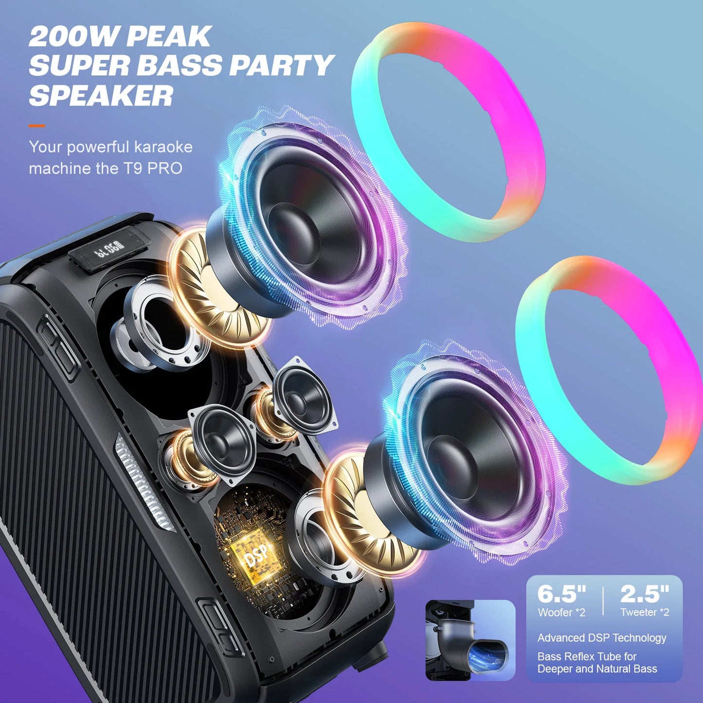 W King 250W Peak Large Bluetooth Speaker Loudest Massive 120dB 12 Custom Bass V5.3 Big Party Boombox Portable Wireless Speaker