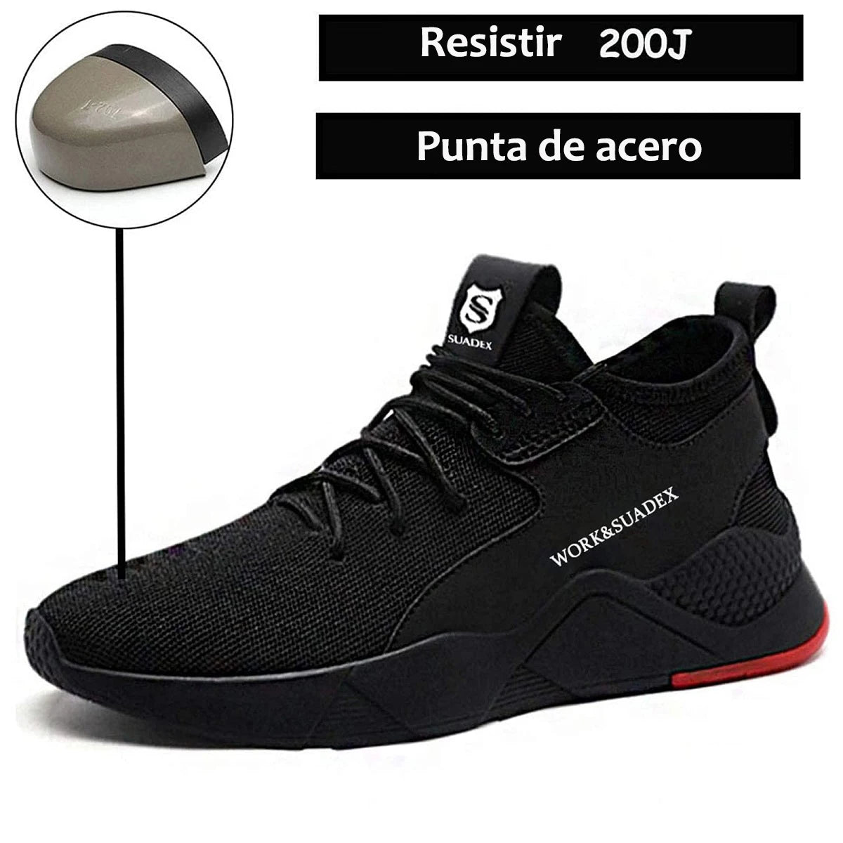 SUADEX Men Work Safety Shoes Steel Toe Cap Anti-Smashing Puncture Proof Construction Boots Non-Slip Breathable Design