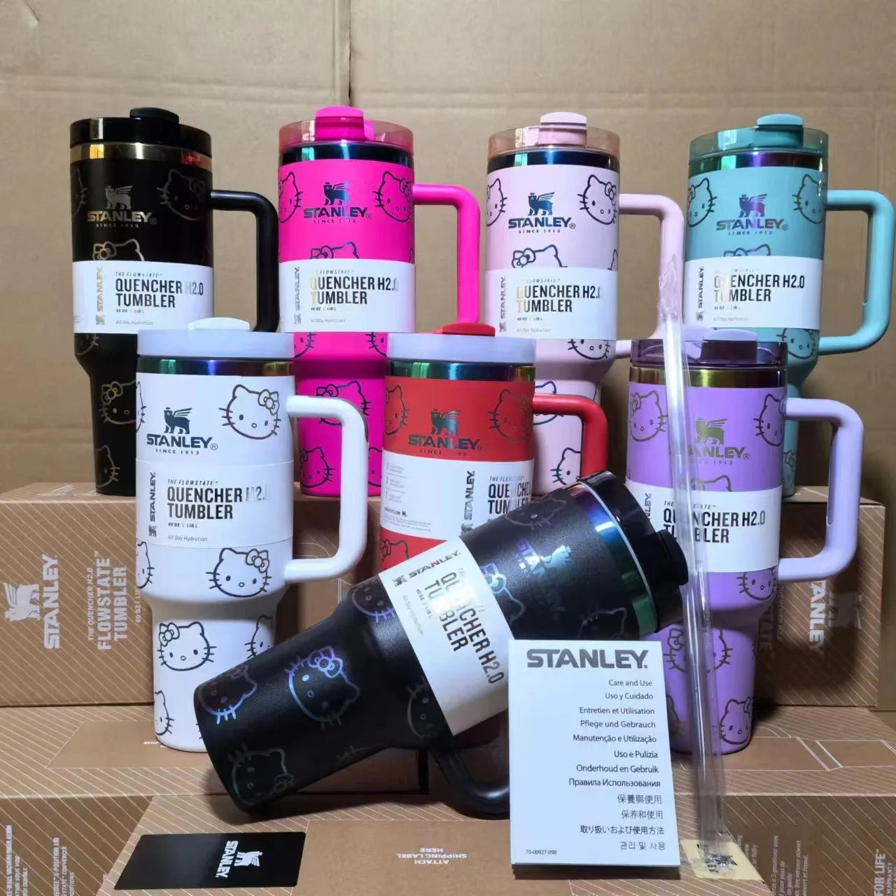 Stanley Quencher H2.0 Tumbler with Handle and Straw 40 oz Flowstate 3-Position Lid Cup Holder Compatible for Travel