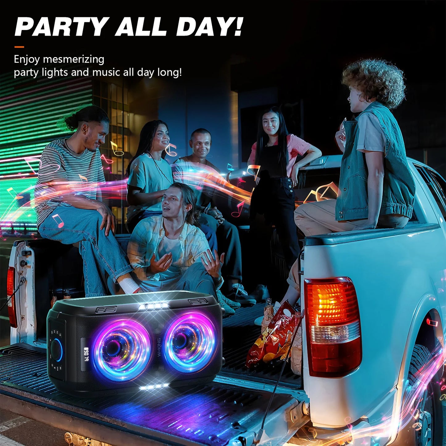 W King 250W Peak Large Bluetooth Speaker Loudest Massive 120dB 12 Custom Bass V5.3 Big Party Boombox Portable Wireless Speaker