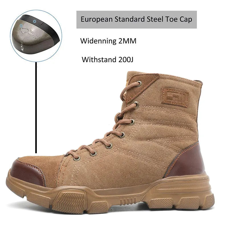 SUADEX Steel Toe Boots for Men Indestructible Work Shoes Desert Safety Footwear Size 36-48
