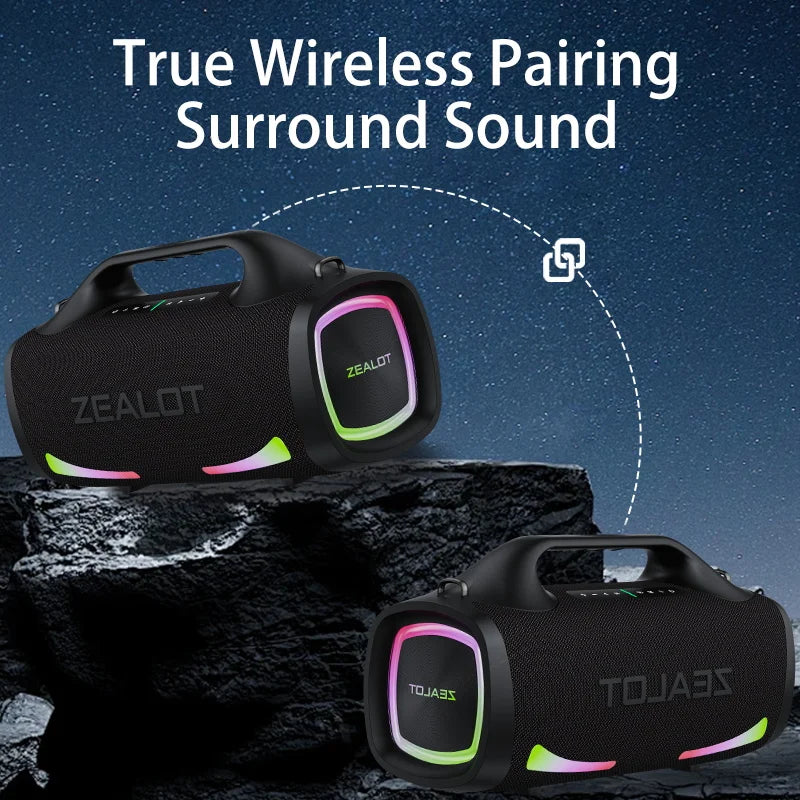 Zealot S79 100W Wireless Speaker Outdoor Portable Subwoofer HiFi Sound Quality Dual Pairing Fast Charging 24000mAh