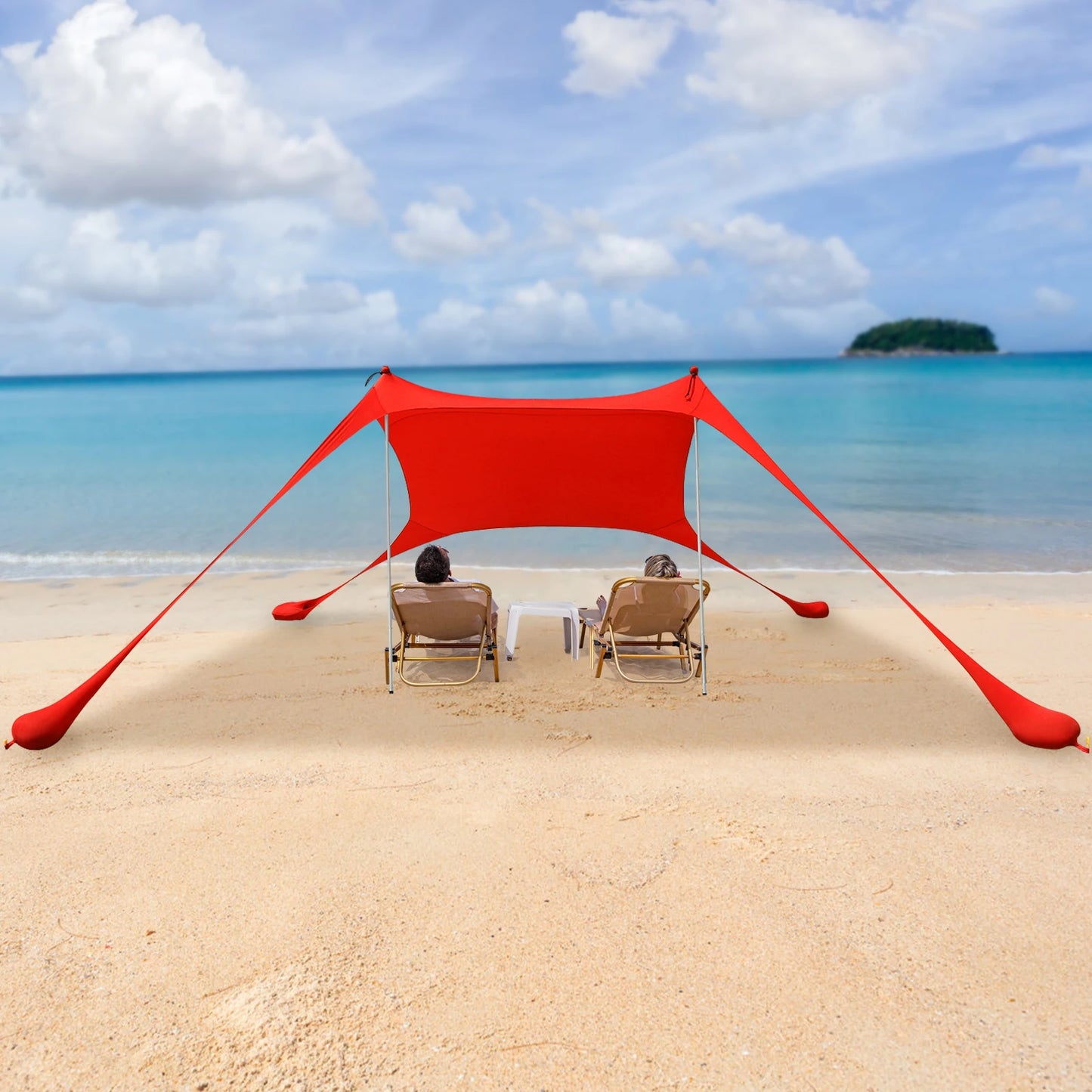 Hot Sell Portable Beach Canopy Tent Sunshade Polyester Fiber Easy Setup Outdoor Shelter for Camping Picnic Fishing Red