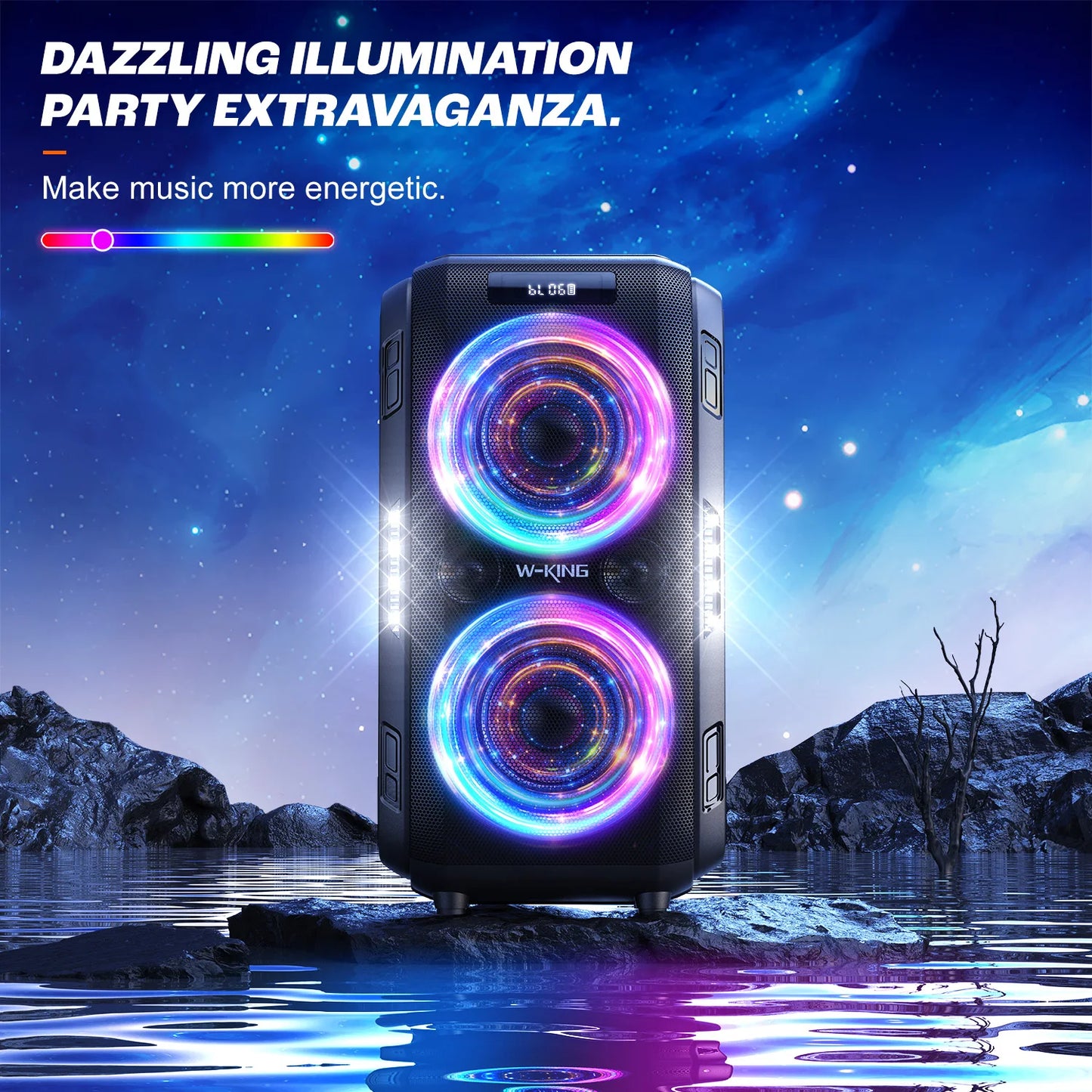 W King 250W Peak Large Bluetooth Speaker Loudest Massive 120dB 12 Custom Bass V5.3 Big Party Boombox Portable Wireless Speaker