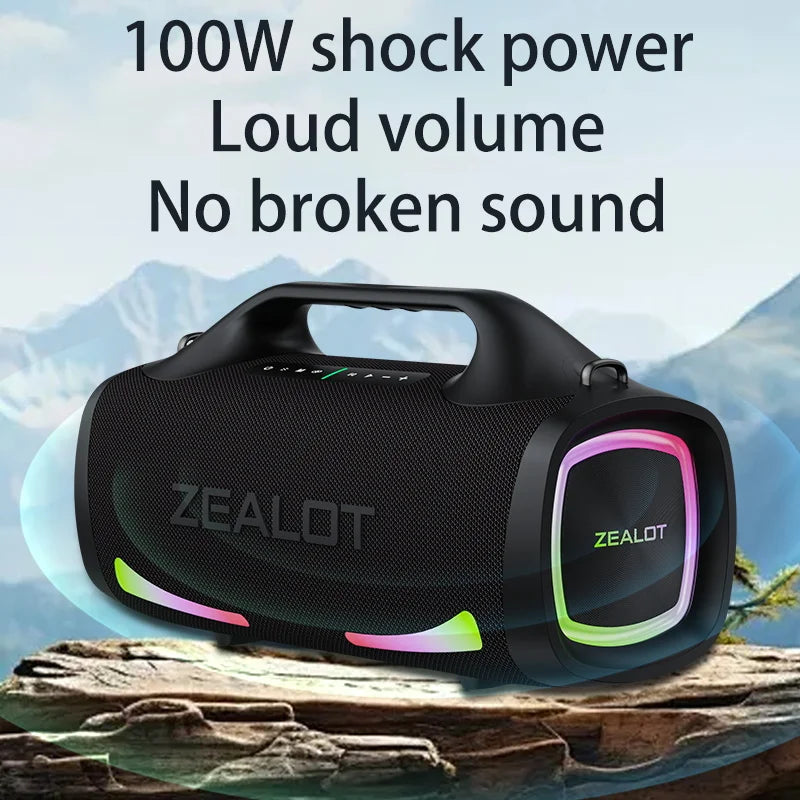 Zealot S79 100W Wireless Speaker Outdoor Portable Subwoofer HiFi Sound Quality Dual Pairing Fast Charging 24000mAh