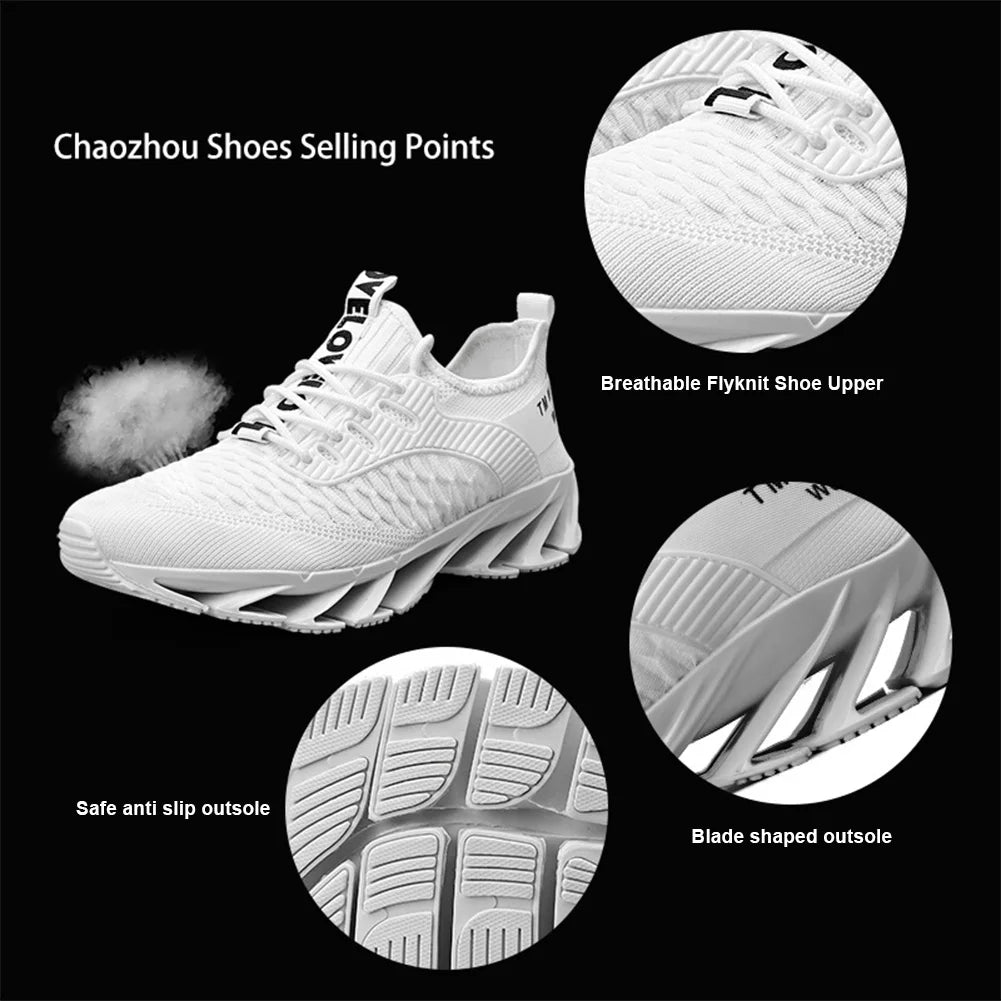 Men Mesh Walking Shoes Blade Running Shoes Breathable Tennis Sneakers Non Slip Athletic Shoes for Work Sports