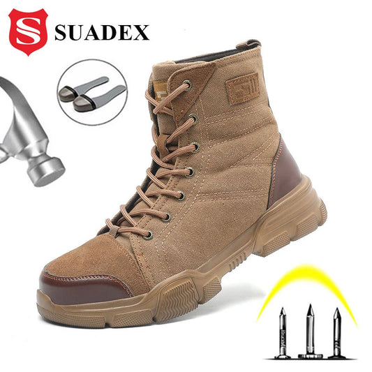 SUADEX Steel Toe Boots for Men Indestructible Work Shoes Desert Safety Footwear Size 36-48