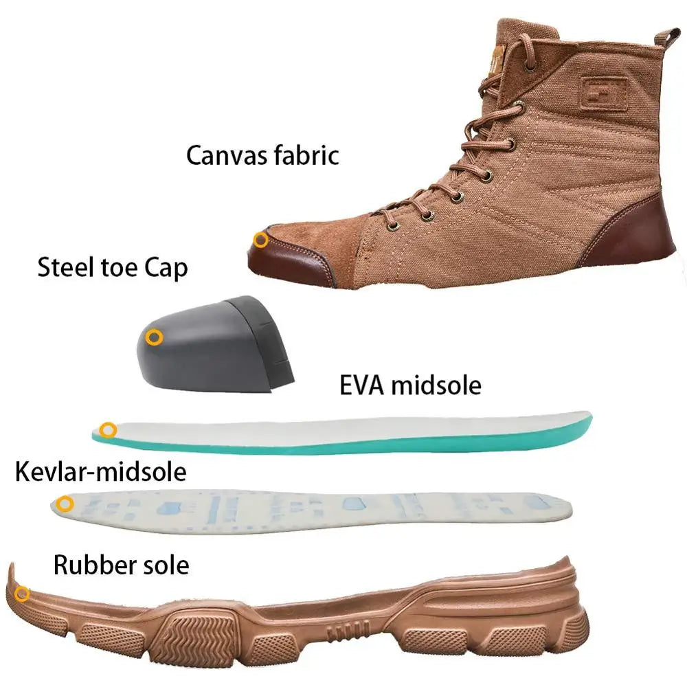 SUADEX Steel Toe Boots for Men Indestructible Work Shoes Desert Safety Footwear Size 36-48